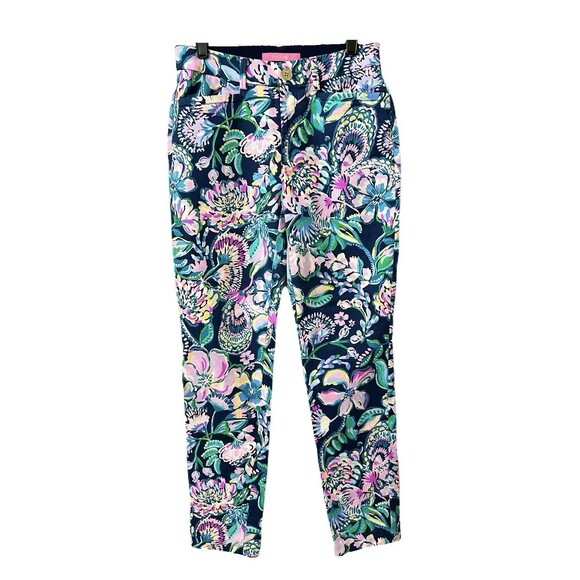 Lilly Pulitzer Womens Size 2 Kelly Stretch Pant High Tide Navy She's Got Sol EUC - Picture 2 of 8